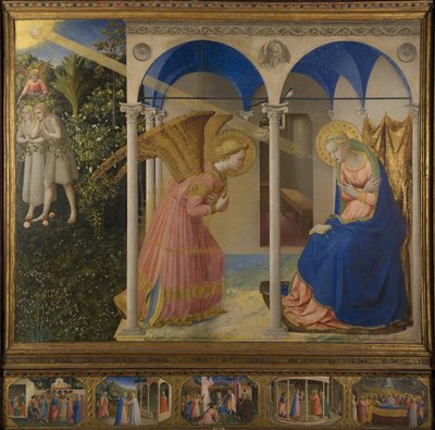 Annunciation to Mary, Altarpiece with 5 Predella Panels from the Life of Mary, Main Panel, Scene by Fra Angelico